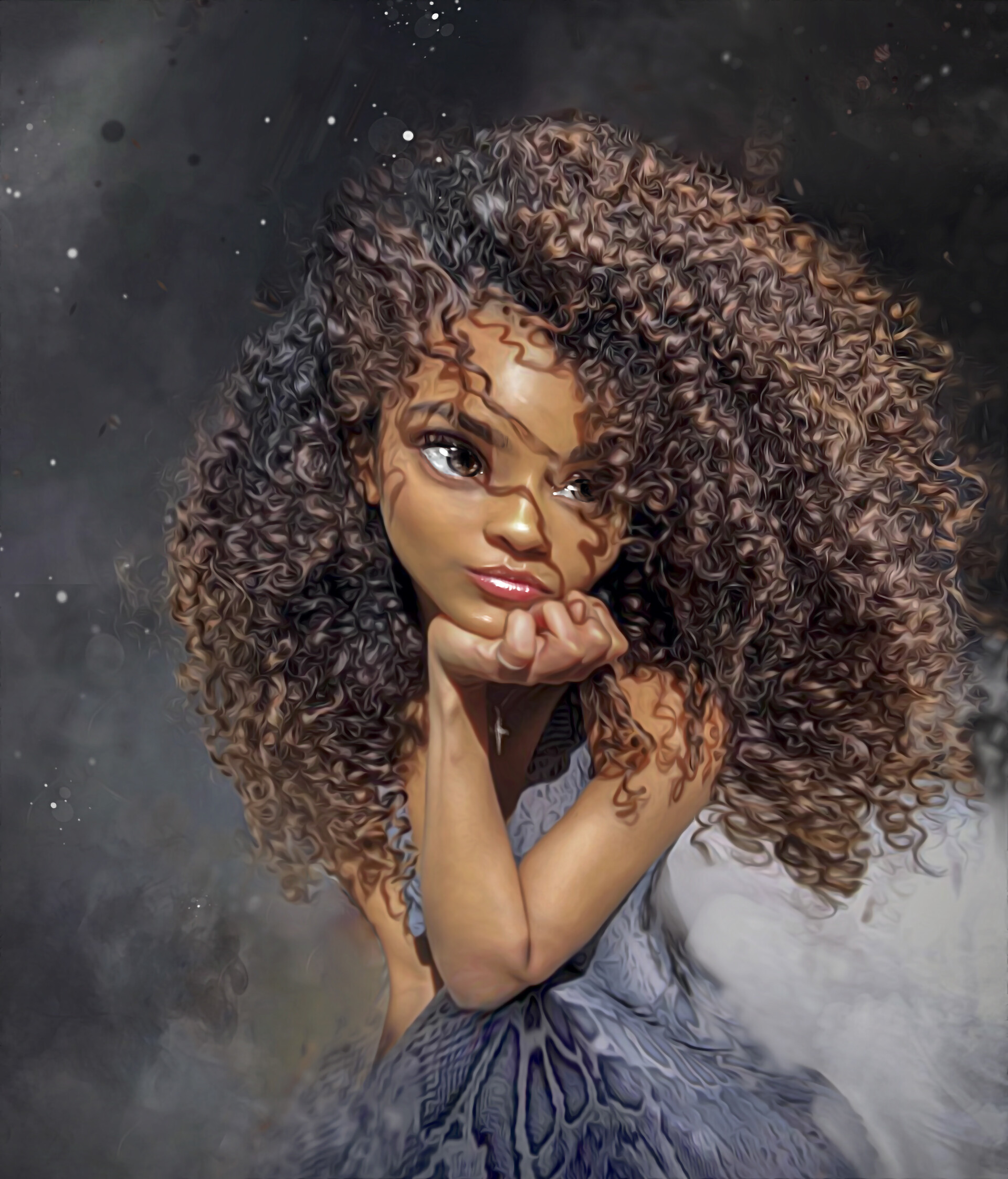 Artstation Girl With Curls Andrej Art,Face Shape Reference Drawing