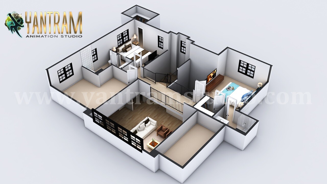 Artstation - 4-Bedroom Simple Modern Residential 3D Floor Plan House Design  By Architectural Studio, Uk