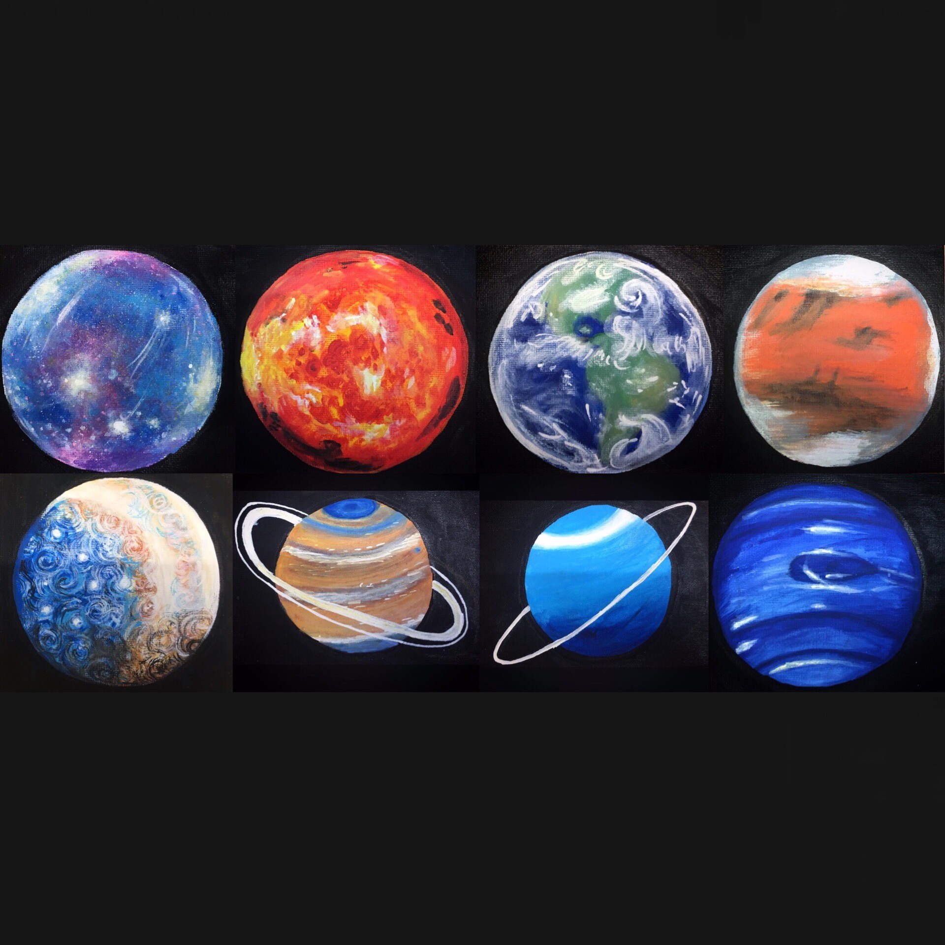 Artstation Solar System Acrylic Paintings Martina Benova