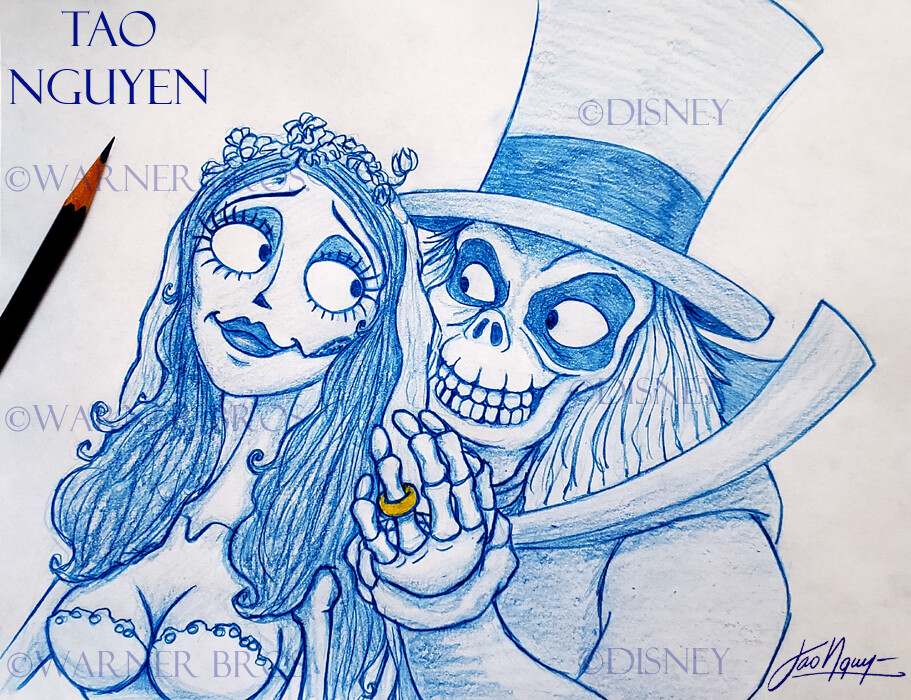 ArtStation - Tao Nguyen's The Corpse Bride Hatbox Ghost Drawing