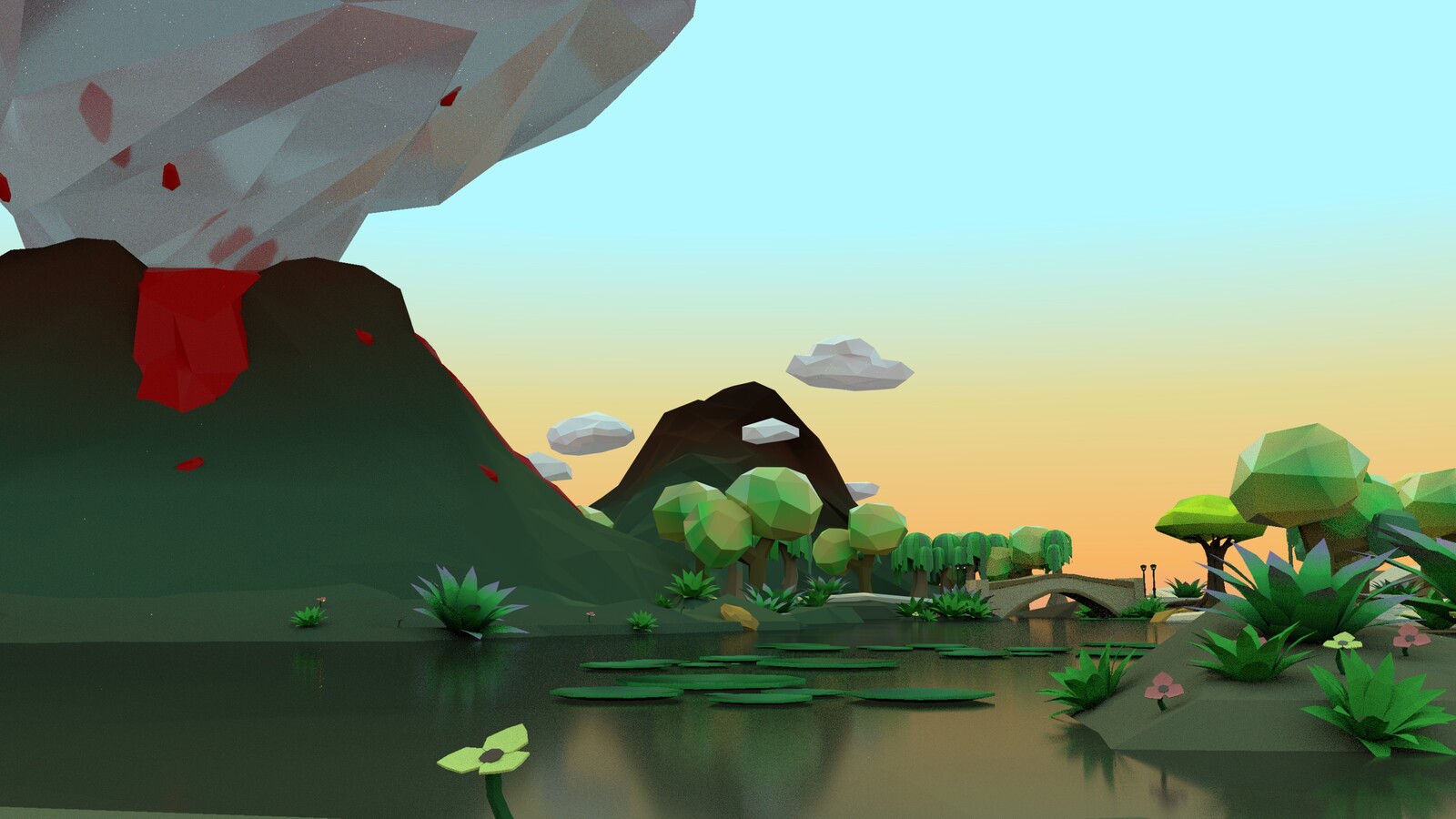 Low Poly Environment - Day and Night