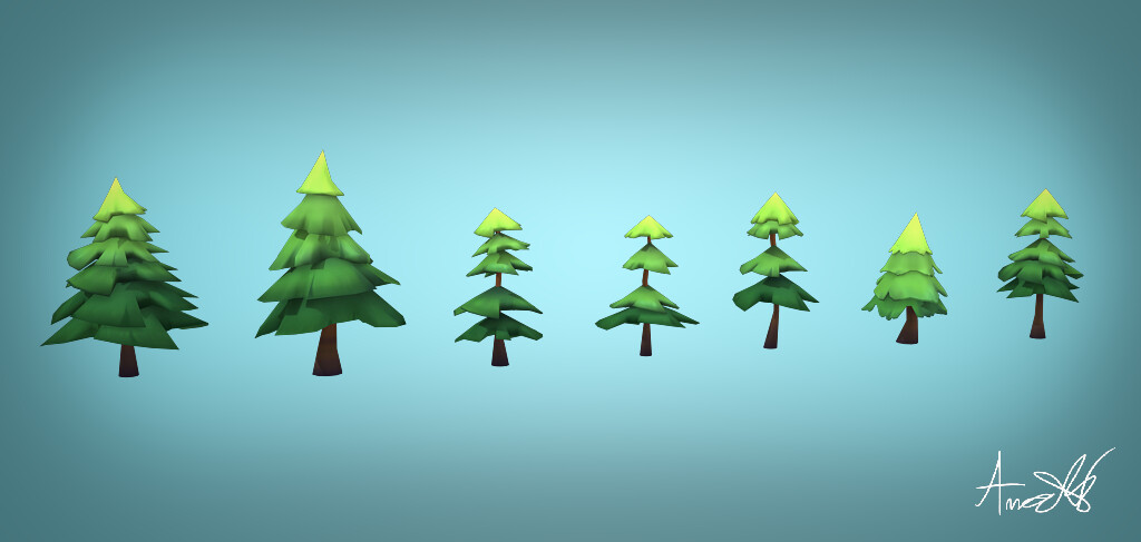 Artstation Stylized Low Poly Trees Anastasia Cook