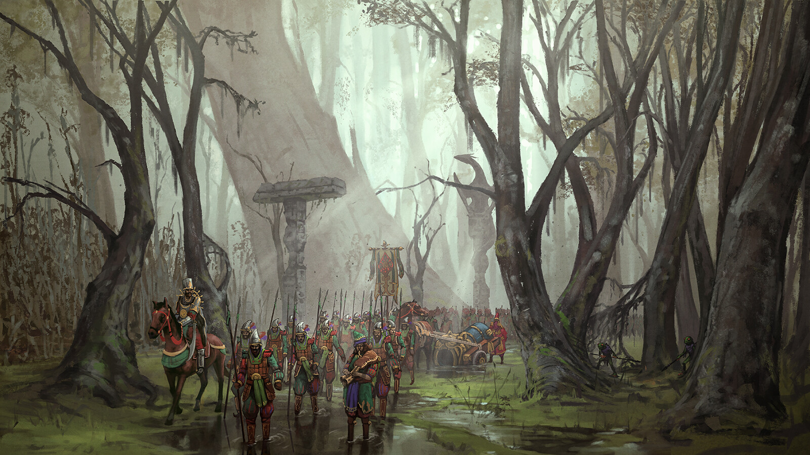 Donerian army marches through swamp.