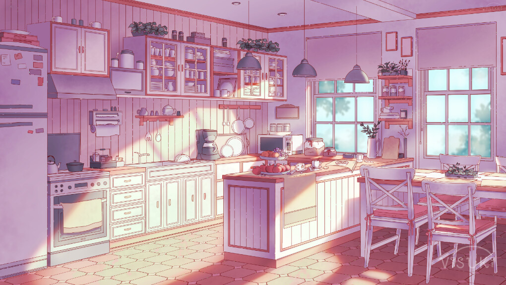Lovee Dreams - Kitchen Background - Mobile Game Art