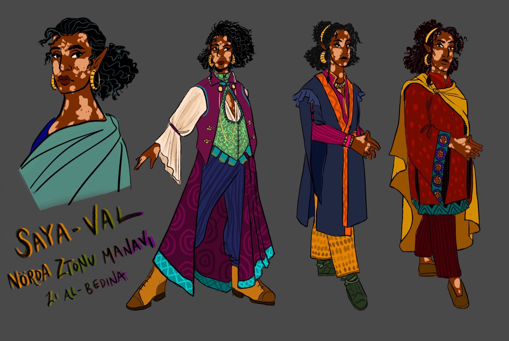 A closeup of Sample Outfits for Nörda Manavi