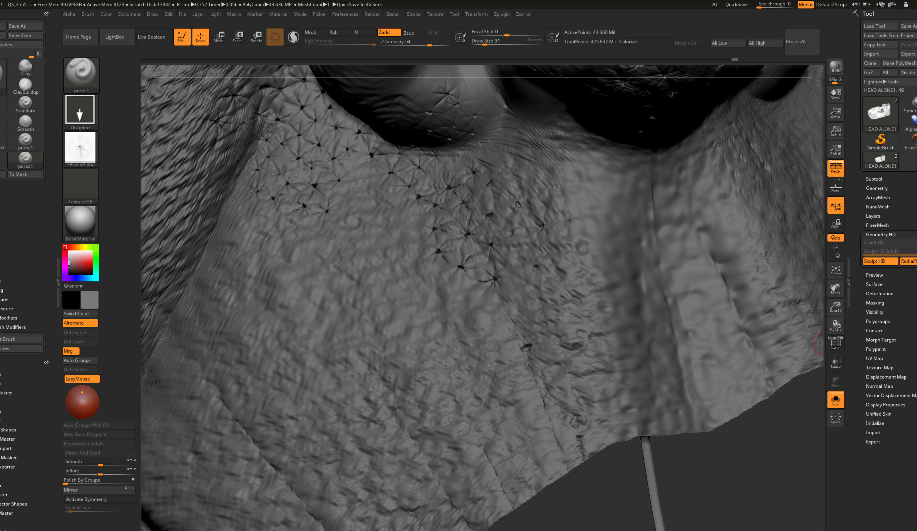 single pore sculp manualy