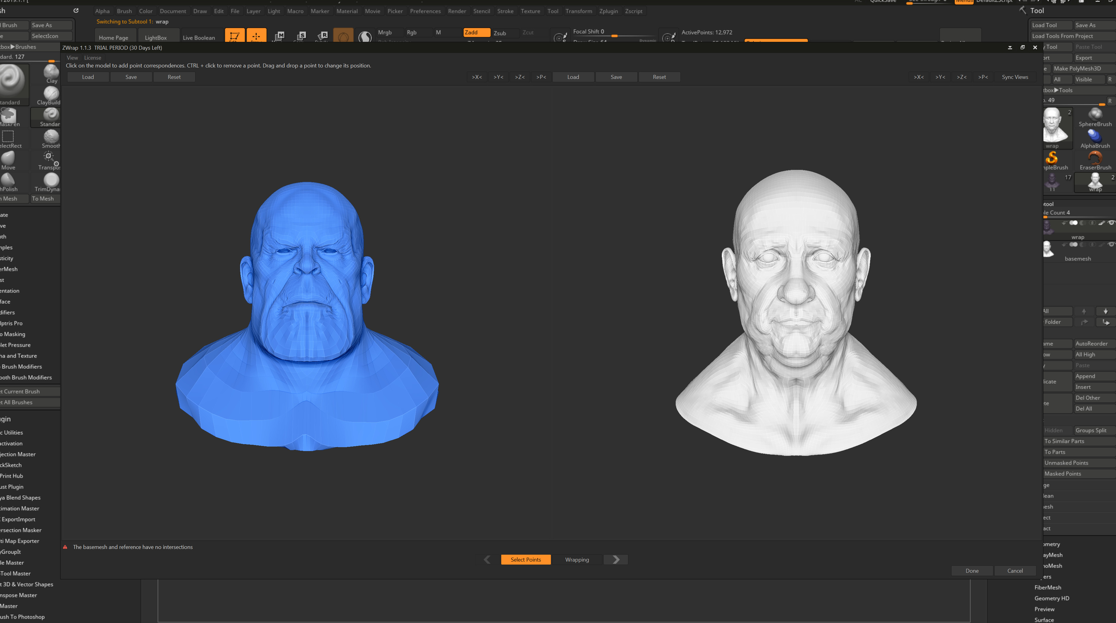 using the Z warp to transfer the sculpt information for the rigth topology