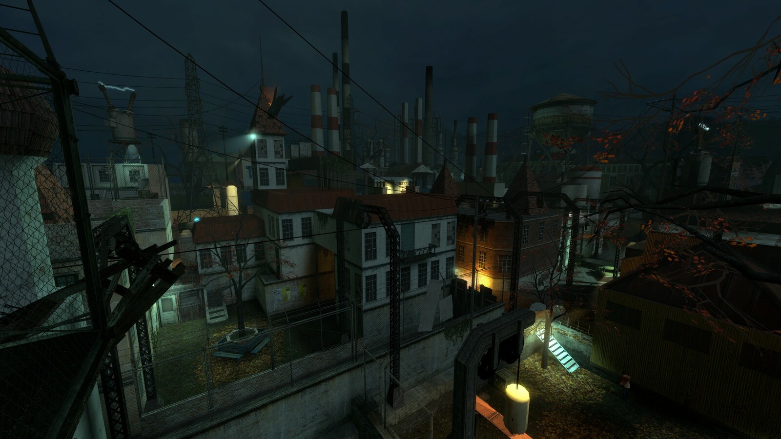 Level progression : After an (awful) introduction scripted scene, the player follows a linear path to the first electrical station. After this the level becomes open but directed, with many areas providing shortcuts into earlier parts of the level.