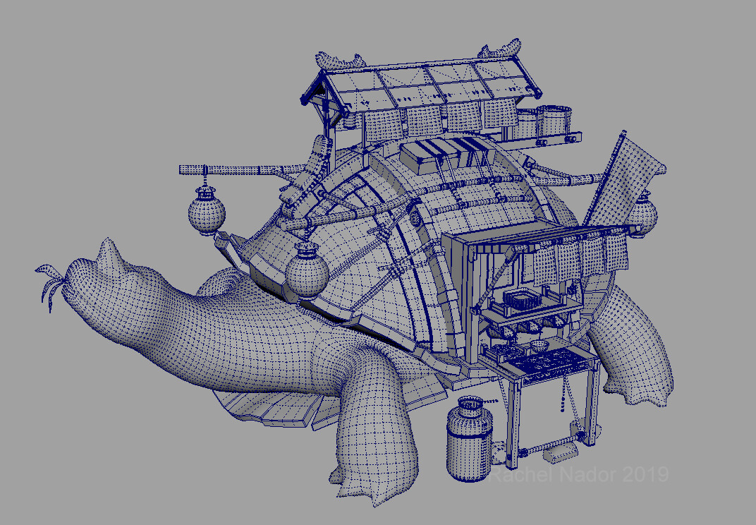 The wireframe. I tried to do a lot with normal maps to keep the poly count reasonable.