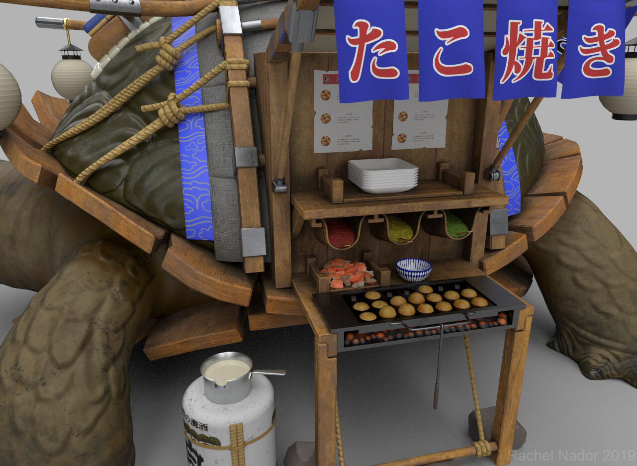 Closeup of the takoyaki stand.