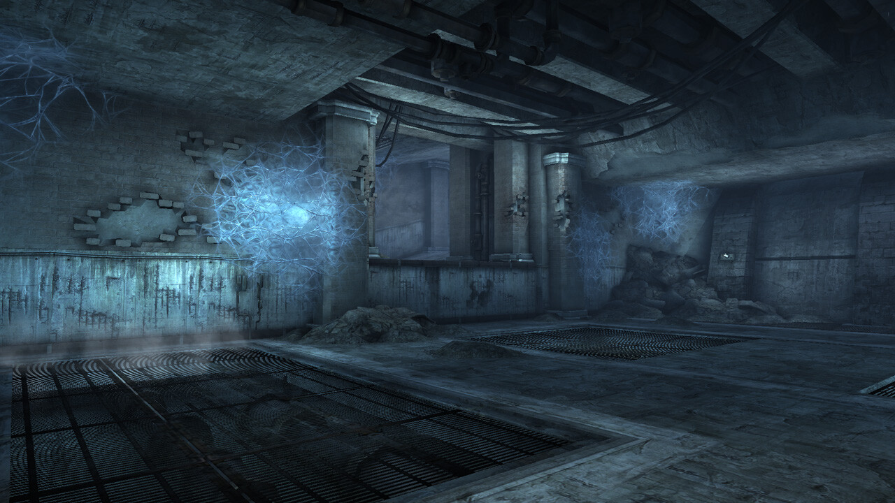 Sewer Tunnel - In Game ----- Layout, world building from existing assets, and lighting.