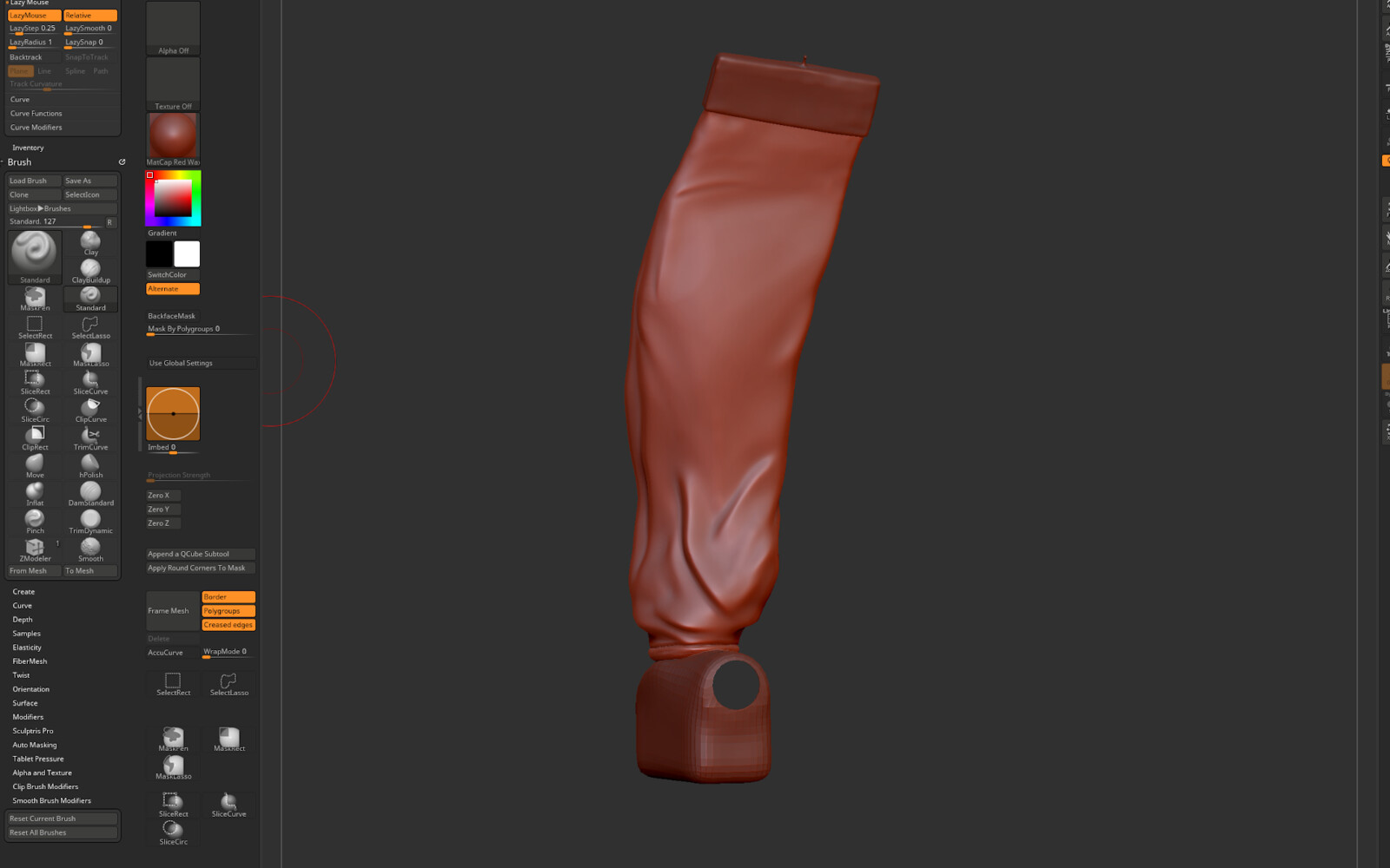 I sculpted the bag in Zbrush and exported it back to 3ds before optimizing the decimated version even further.