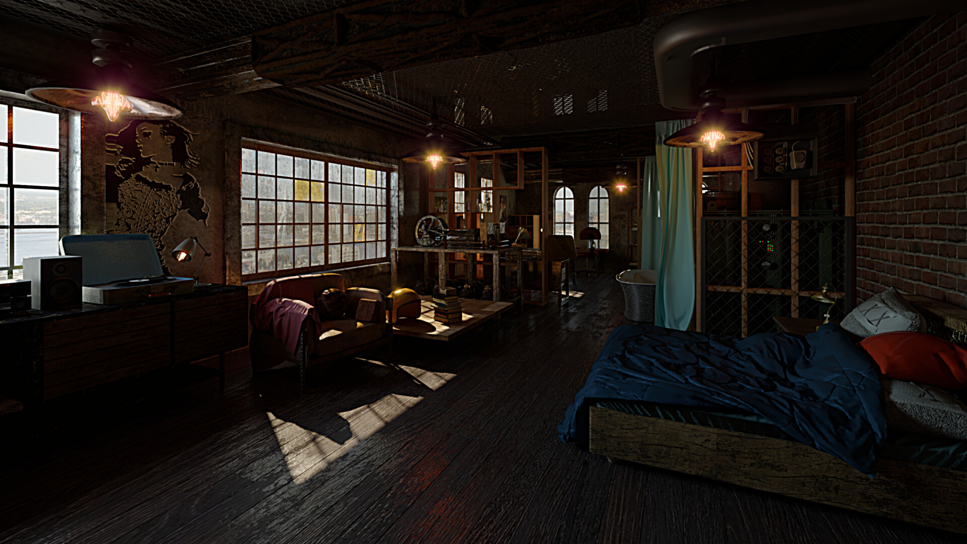 Artstation Brooklyn Loft Style Apartment Denis Shechev
