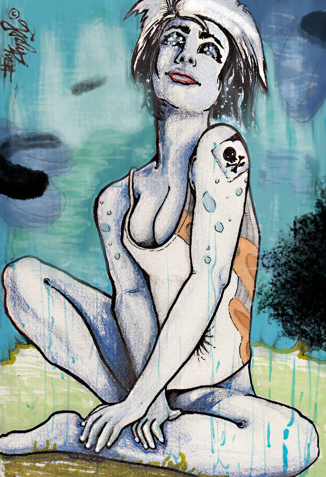 Mixed medium:
Made in sketchbook and later added some elements and effects in photoshop.