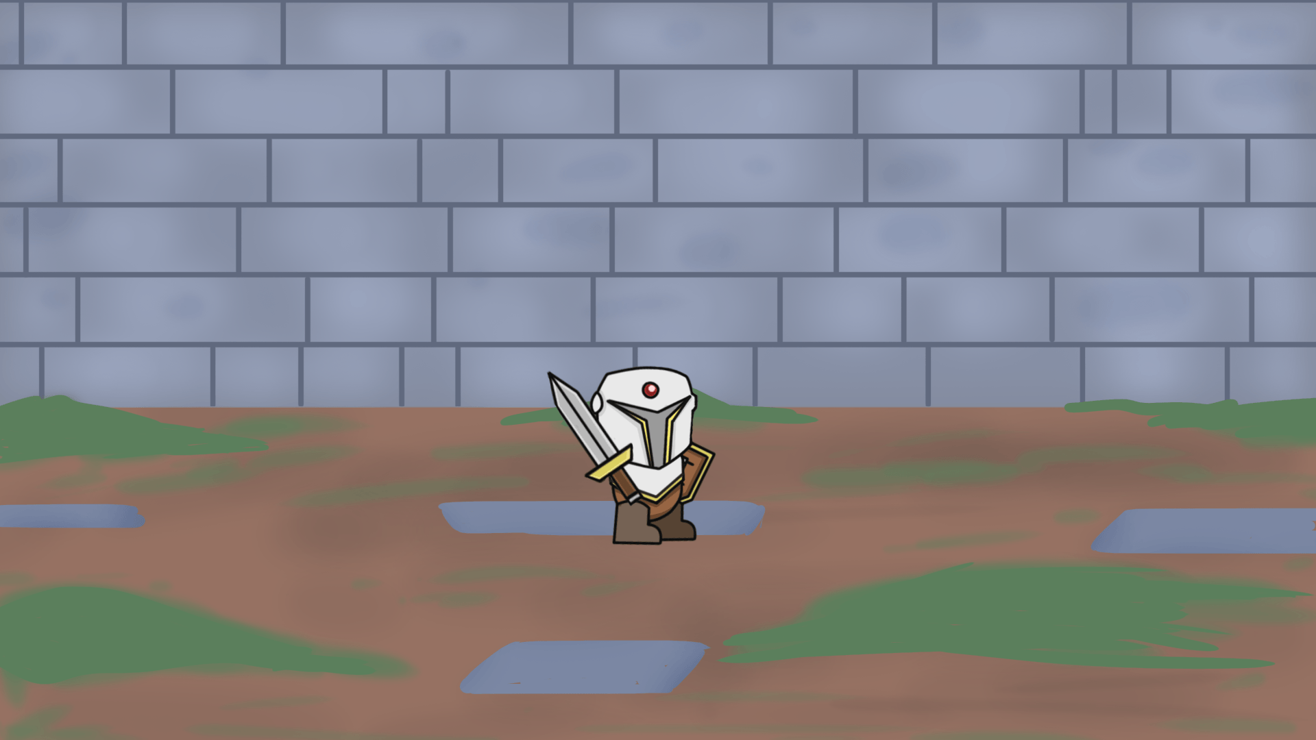 I thought that it would make sense for a knight to have a shield. Then, I figured it will be funnier if  the shield appeared in thin air. It's a bit uncanny, but it's a bit more interesting and easier than just using the hand shield.