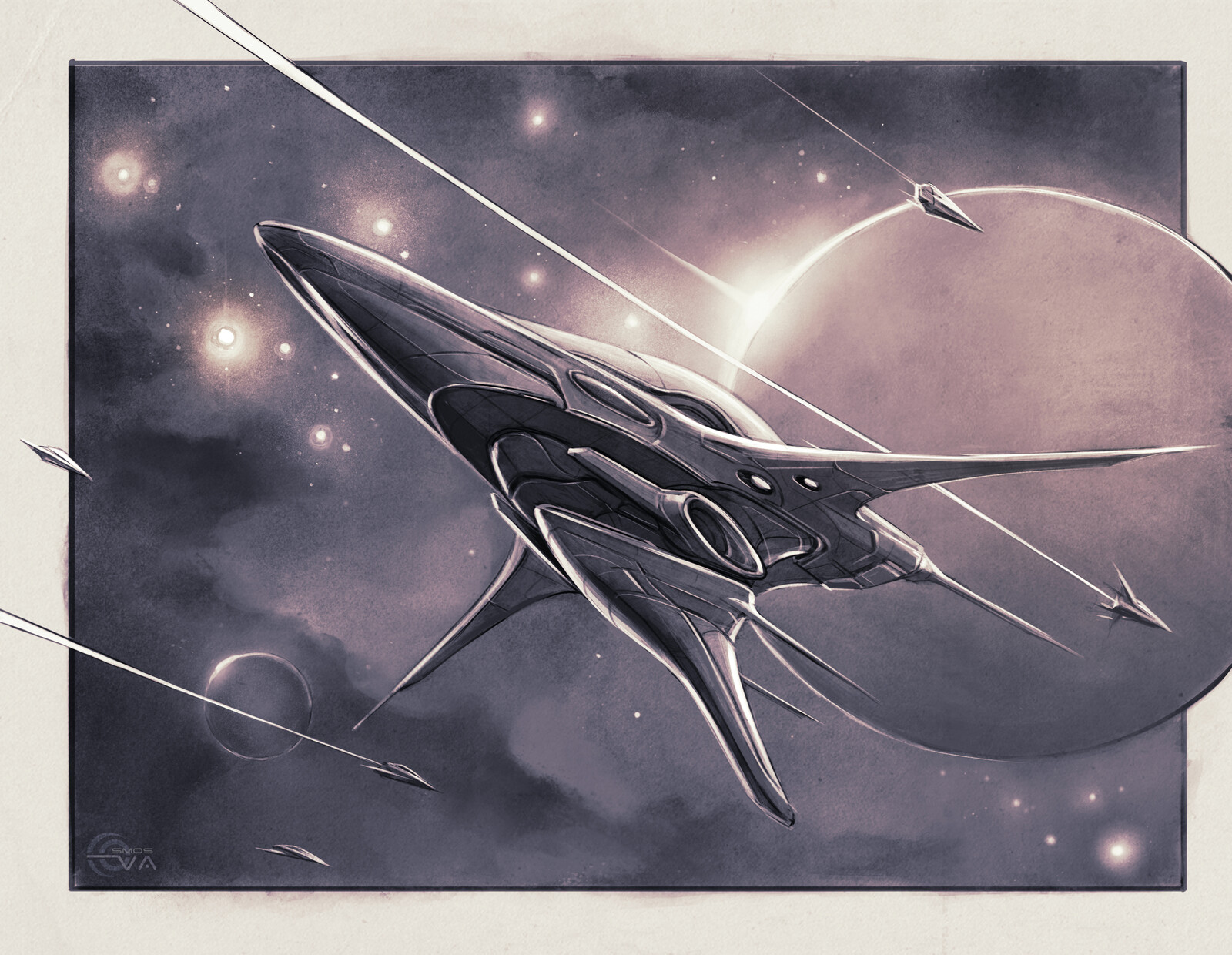 Day 8. Starship.
Frigate-Scout for the personal project Dead Stars.