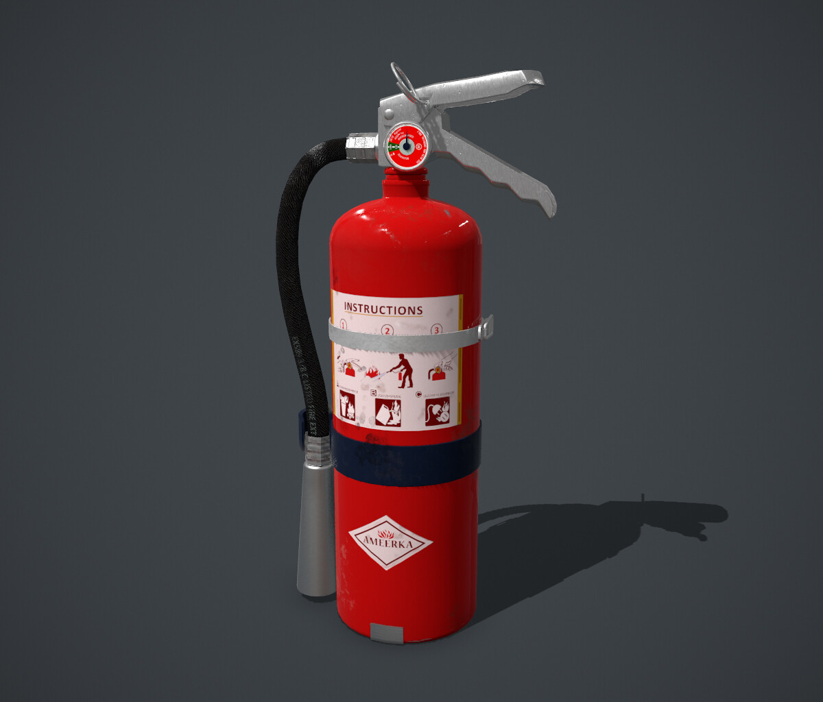 Fire Extinguisher PBR prop for interactive 3D environment. Maya, Substance Painter, Marmoset Toolbag.