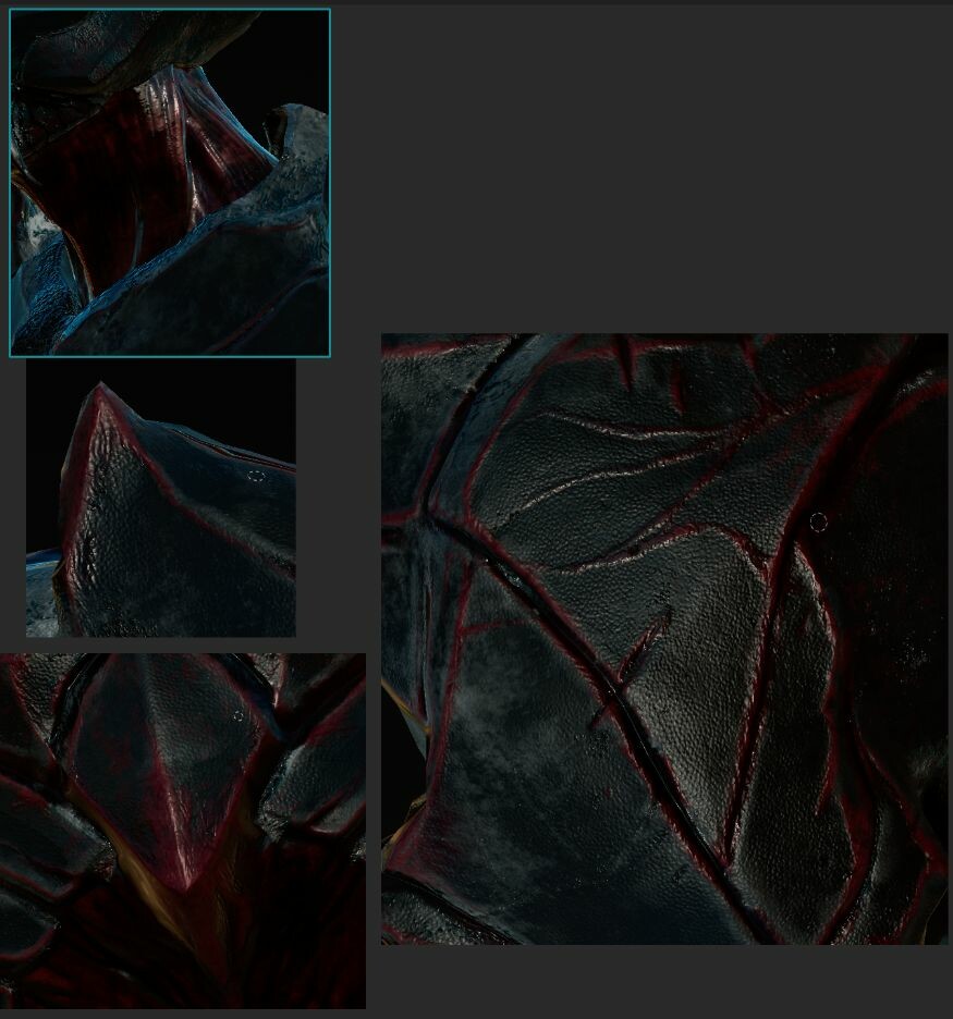 CloseUp of texture updates i made adding more fine details to Demon's skin.