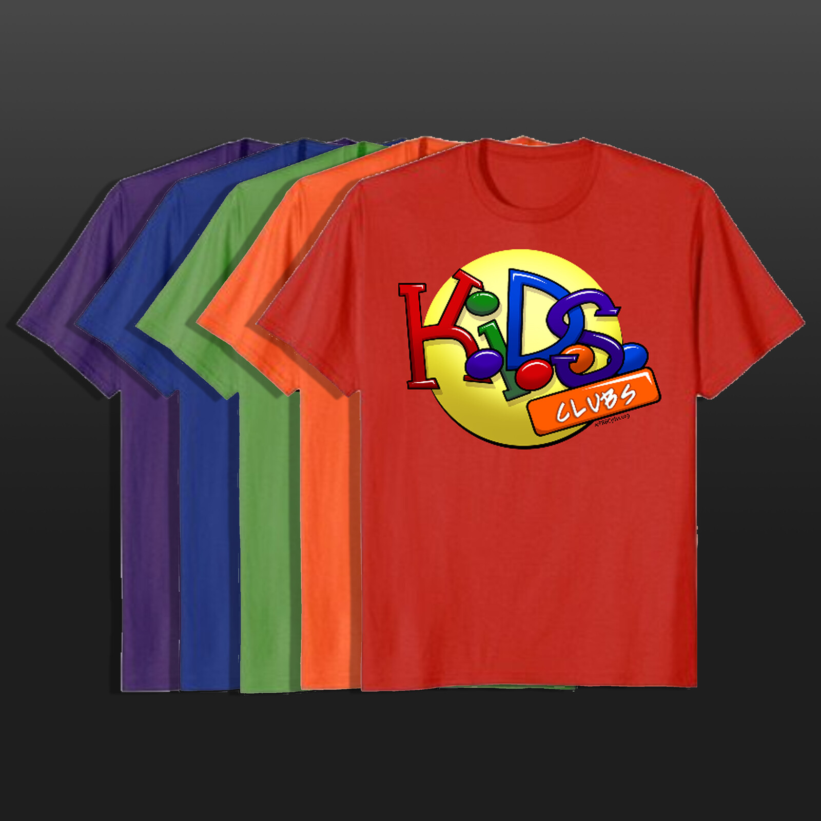 Mock-up of Colorful T-Shirts printed for K.I.D.S. Club