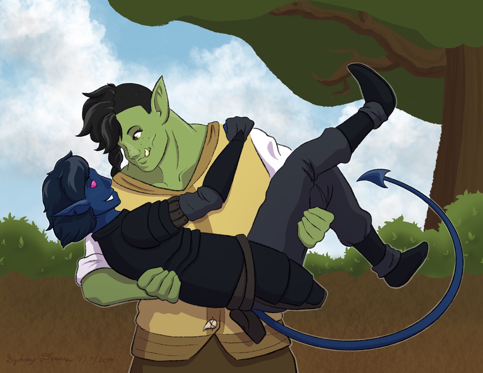An Orc and Teifling couple in one of the D&amp;D games I'm a part of.