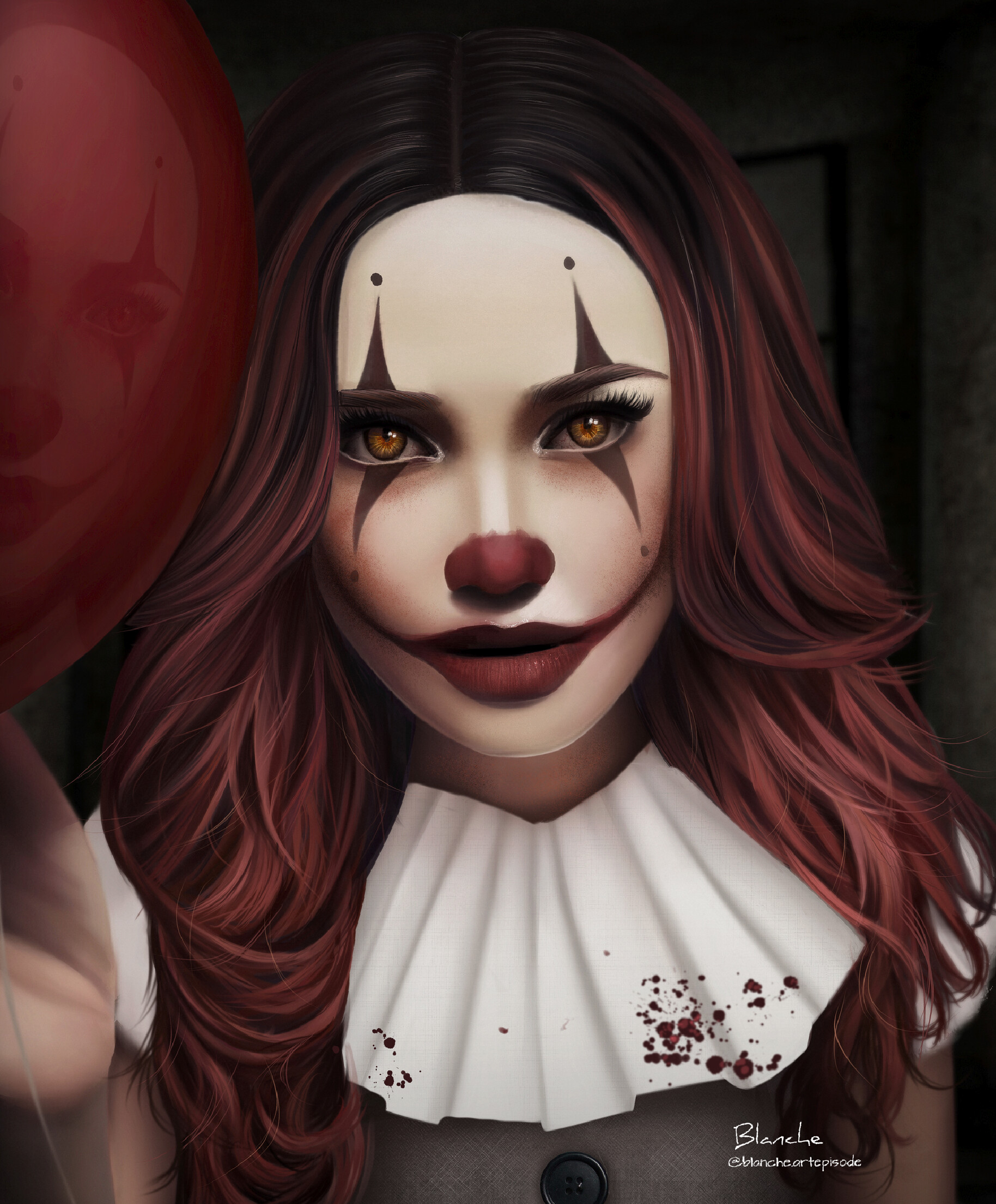 Artstation Creepy Clown Girl Digital Art Blanche Artepisode