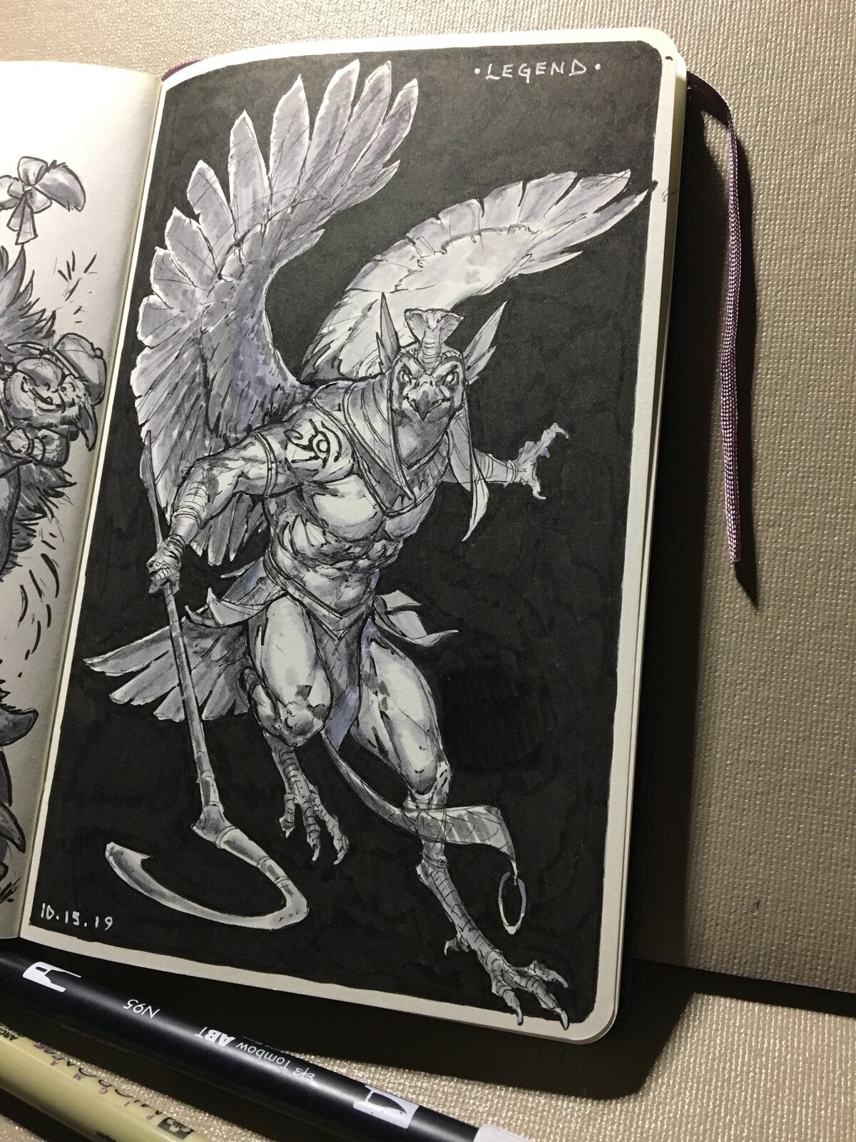 Day 15 of inktober 2019! Legend! Since I’d already done Anubis for Creatuanary 2019, I figured Horus might be another good choice for this prompt!