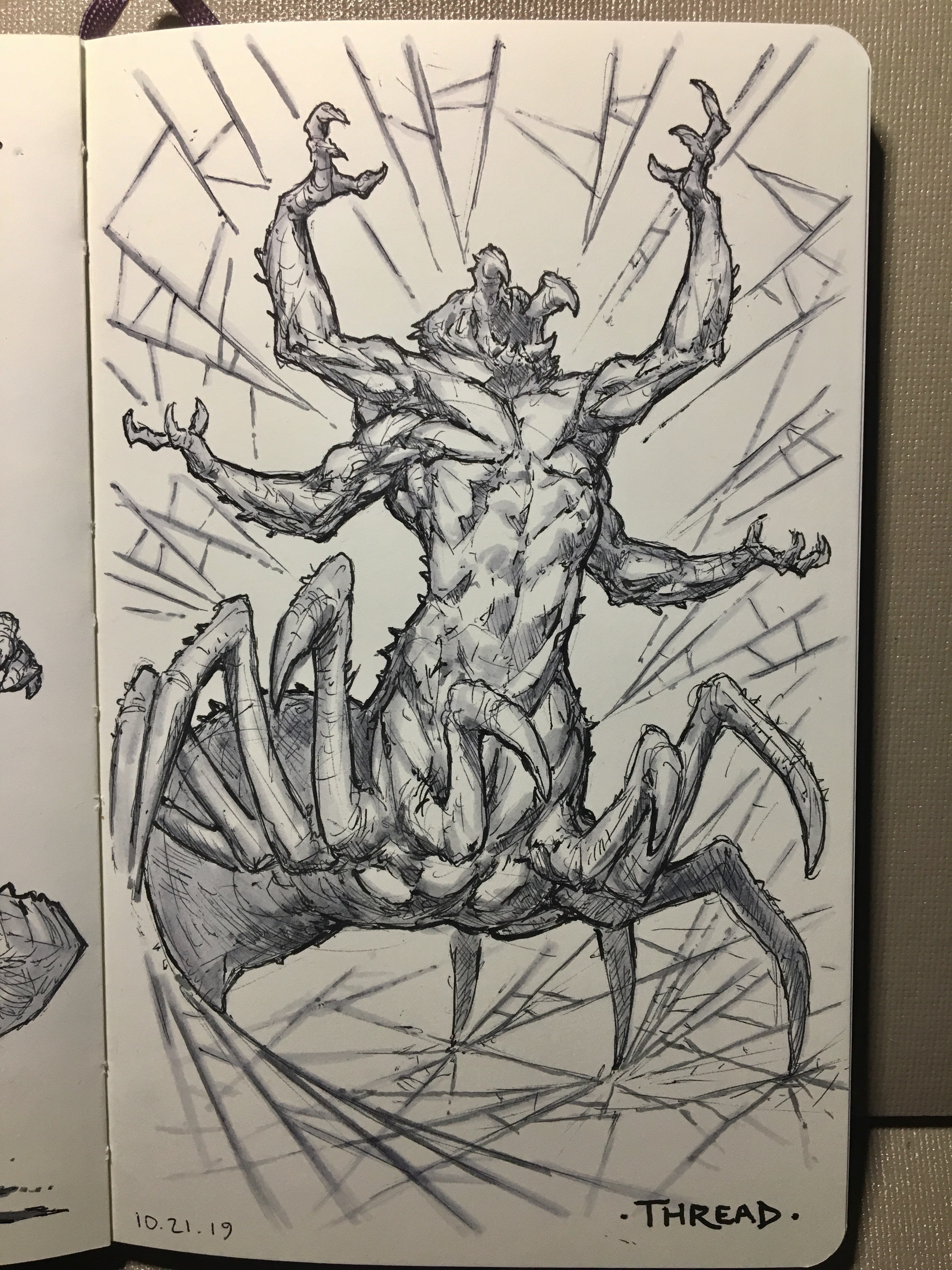 Day 20 of inktober 2019! Thread! Looks like the itsy bitsy Spider’s been working out 🕷💪 Haha, well at least the four arms have a bit of context this round! 😂👍