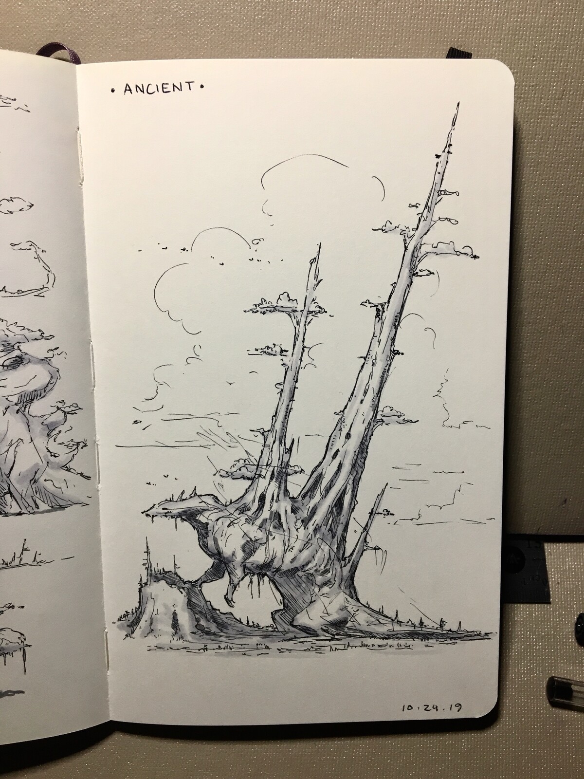 Day 23 of Inktober 2019! Ancient! “There was a time when giants roamed the Earth...” I had an initial idea going into this prompt, but after some sketches, some new ideas came forward to take me in a slightly different direction. 
