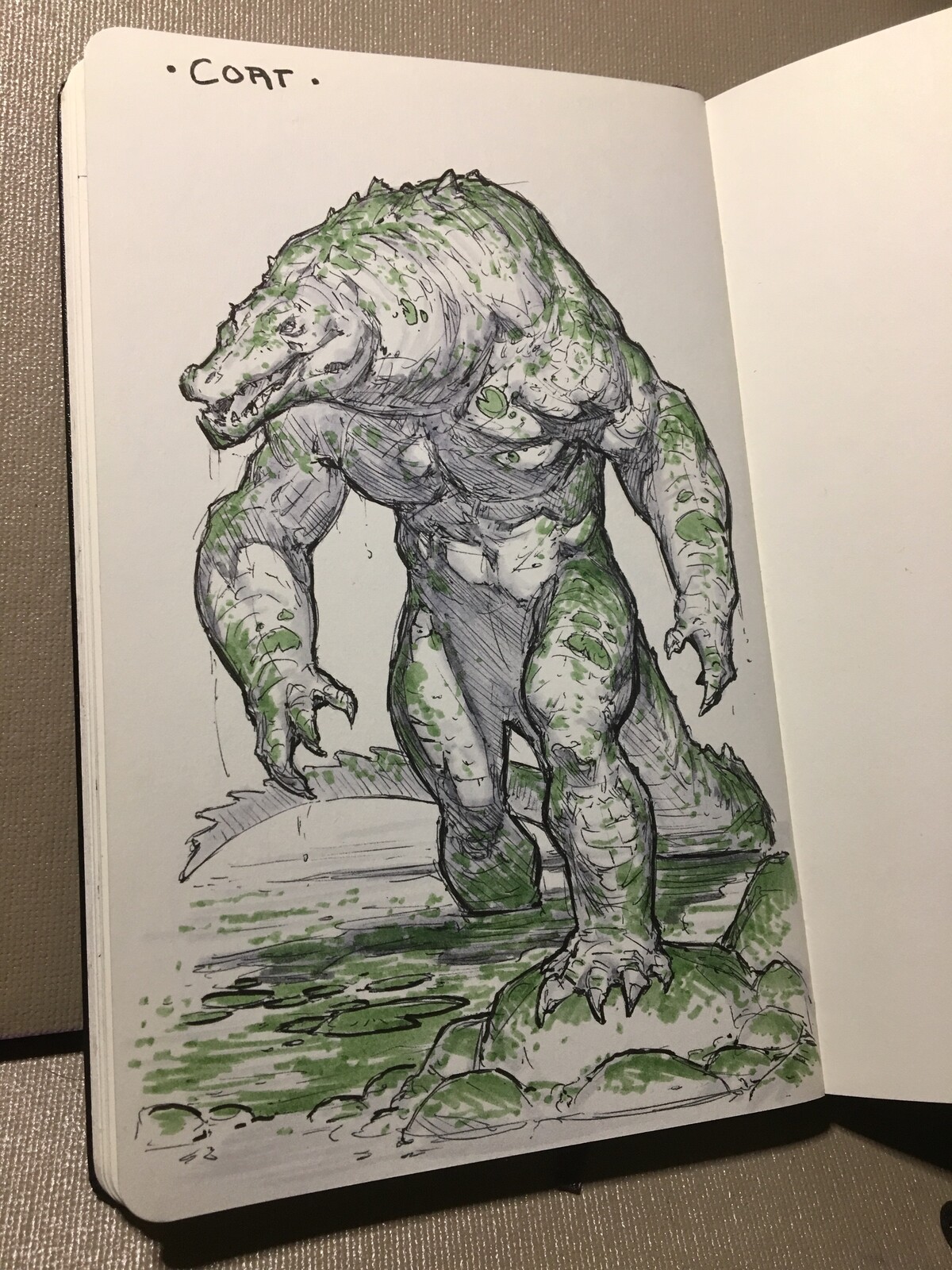 Day 27 of inktober 2019! Coat! He’s lean, he’s mean and he’s... covered in green? Algae... it gets everywhere. 😅