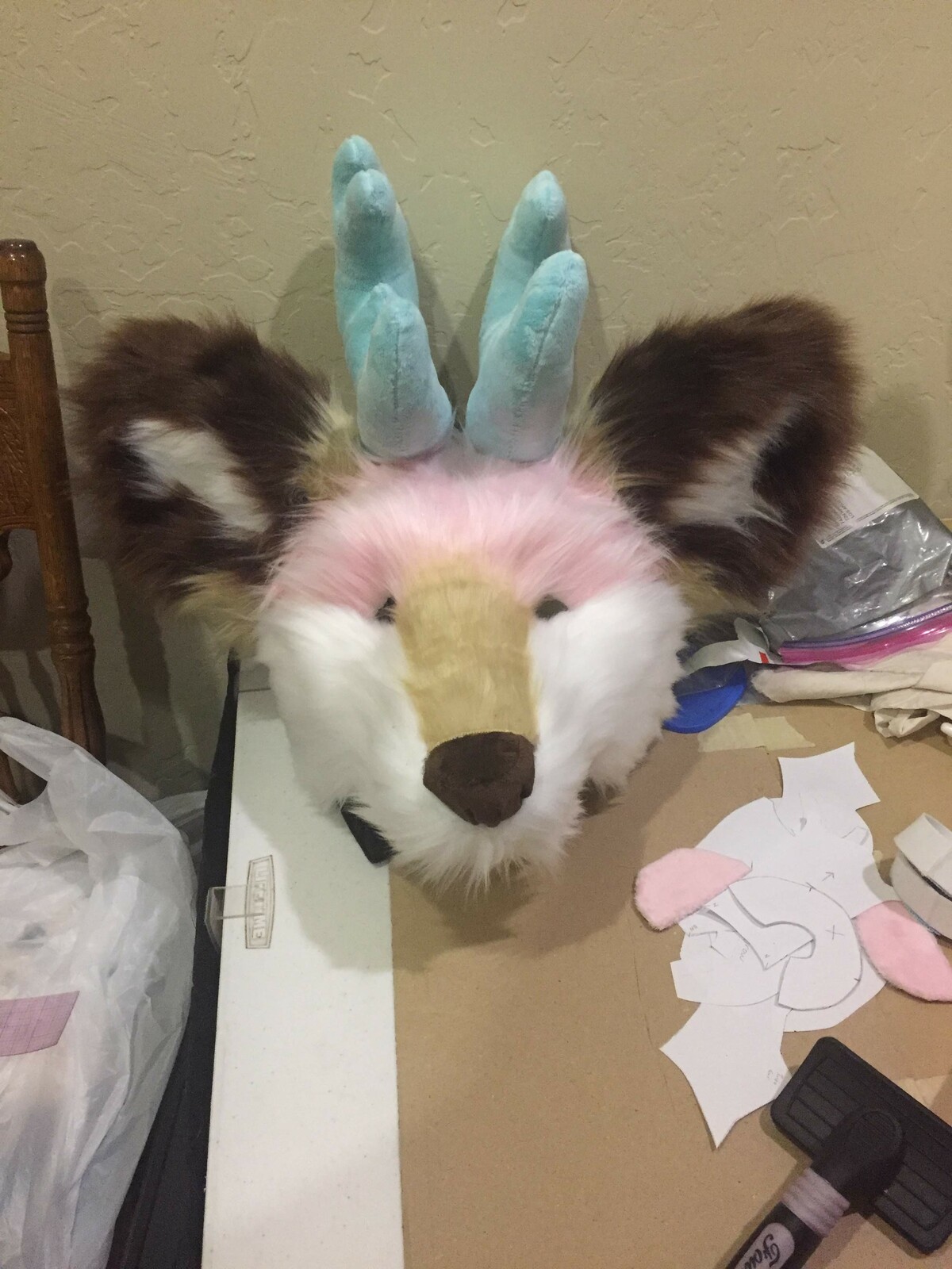 - Sewn &amp; Unshaven Faux Fur laid on the foam base