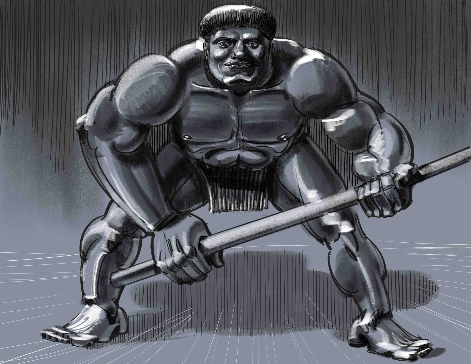 Inktober 2019, day 6, "HUSKY". Homage to the HULK.