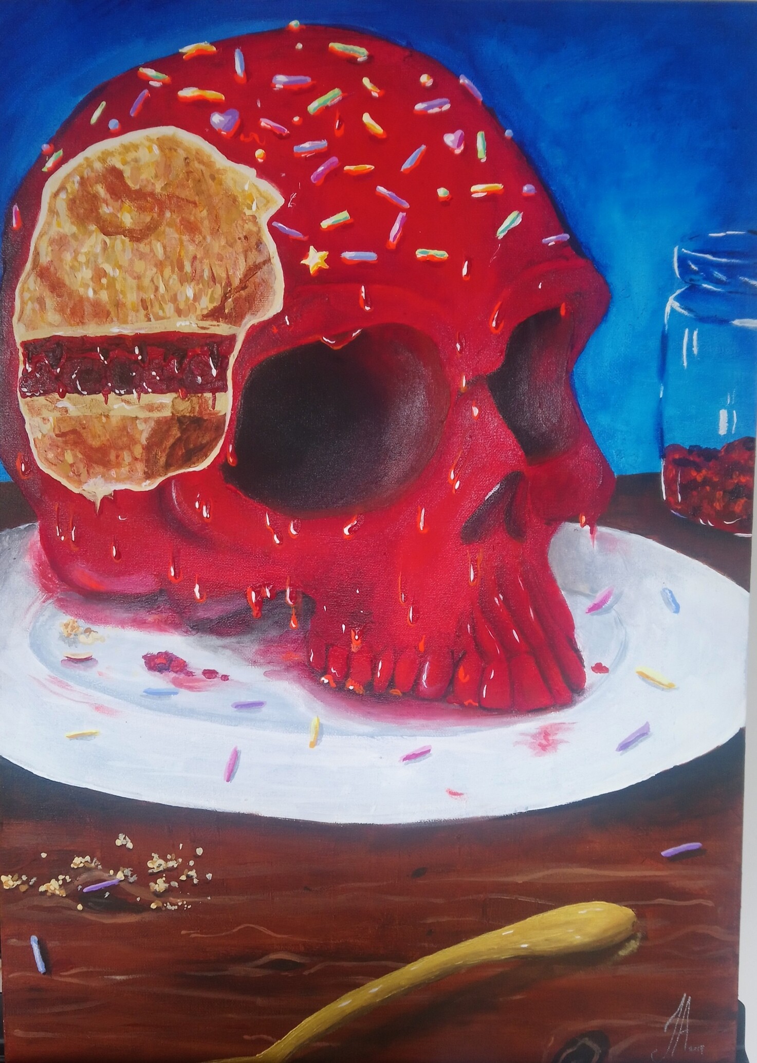 Artstation Skull Cake Acrylic Painting Jennifer Ashwood