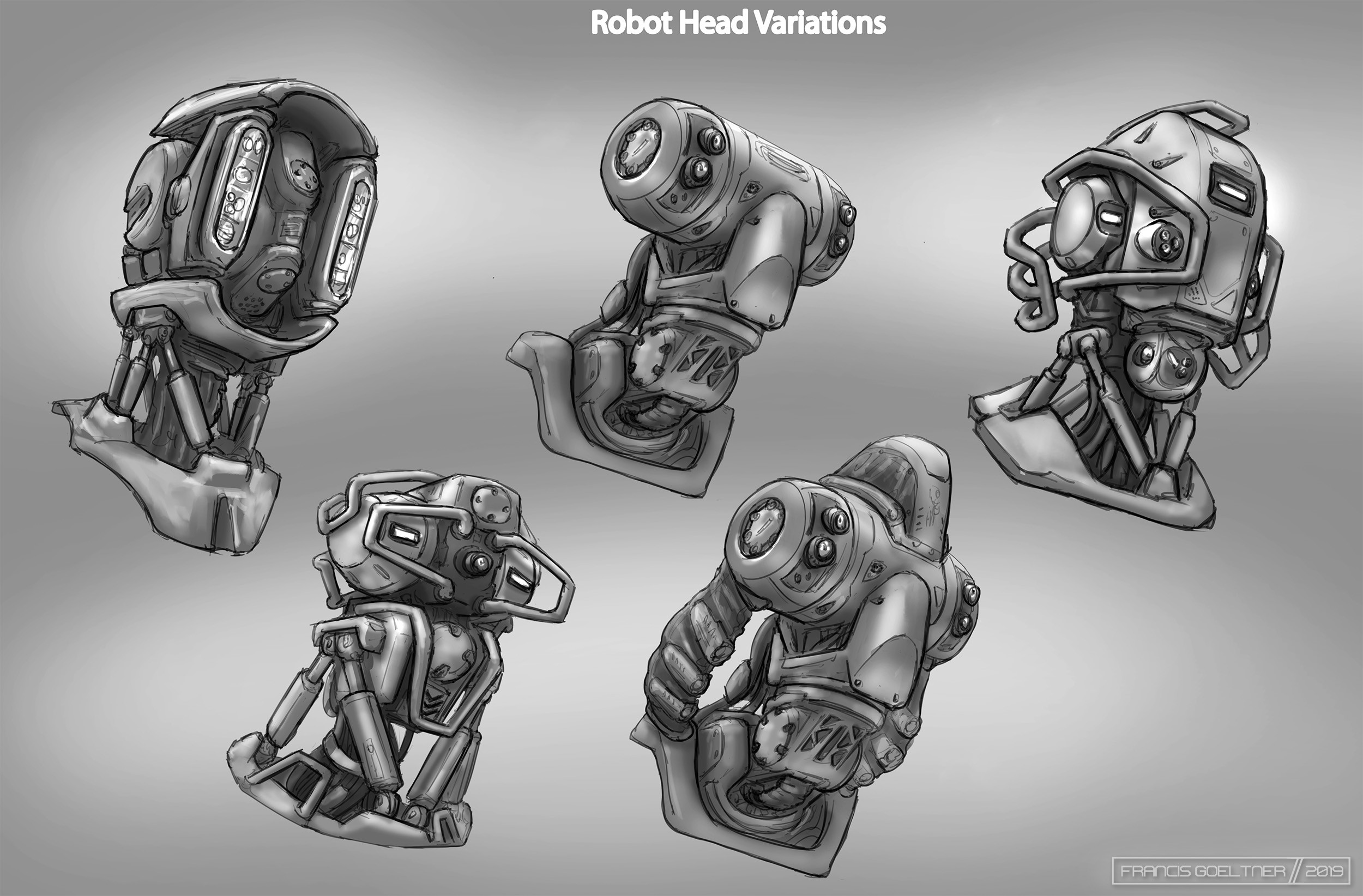 Exploratory sketches of head designs