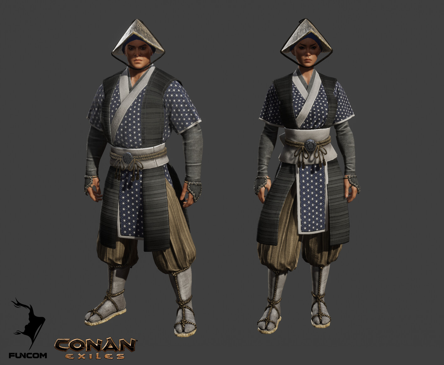 Light Armor set from Conan Exiles - Seekers of the Dawn Pack DLC pack. 