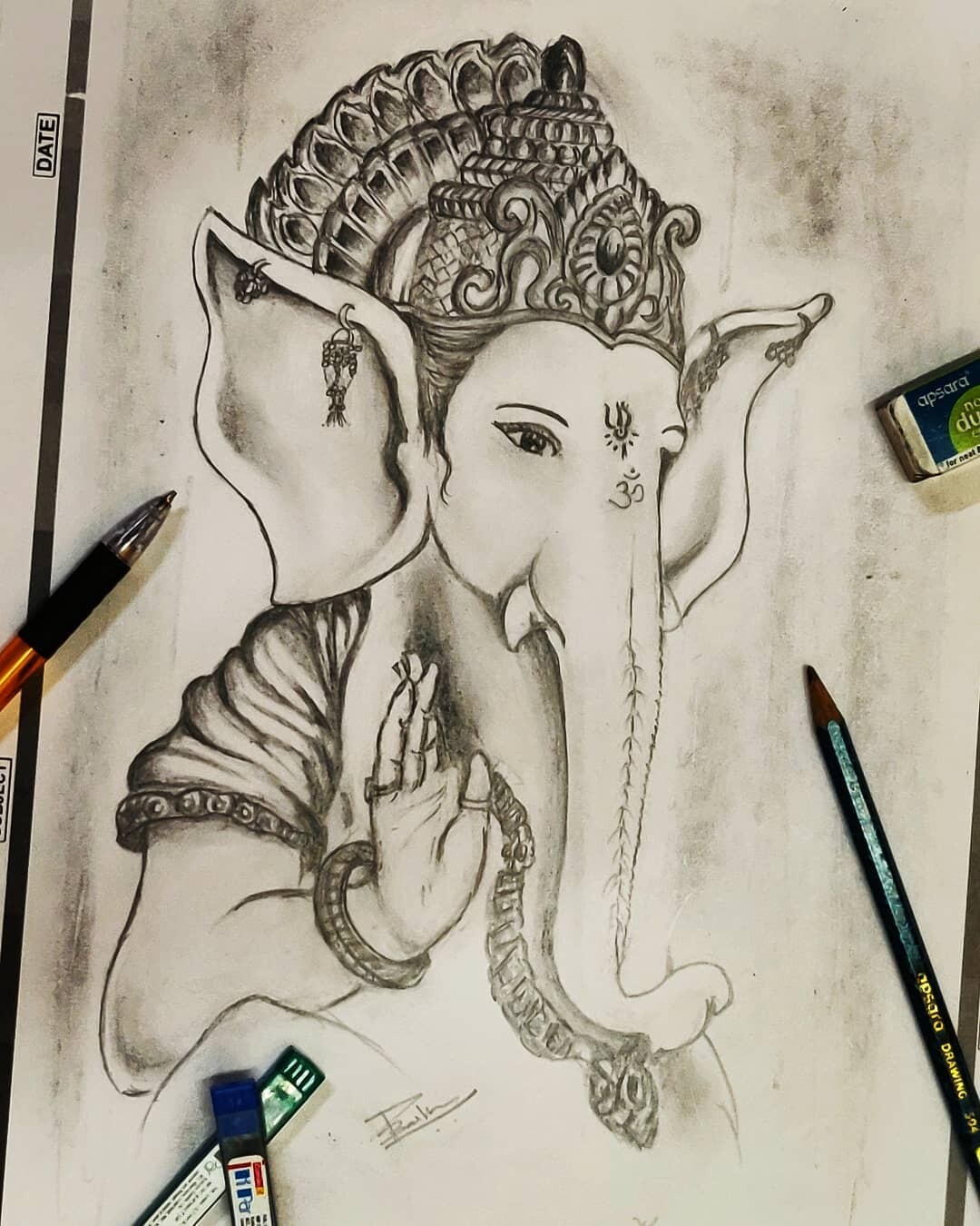 Premium Vector | Sketch hand drawn single line art coloring page line  drawing happy ganesh chaturthi day