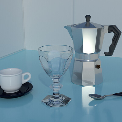 ArtStation - Moka pot and glass