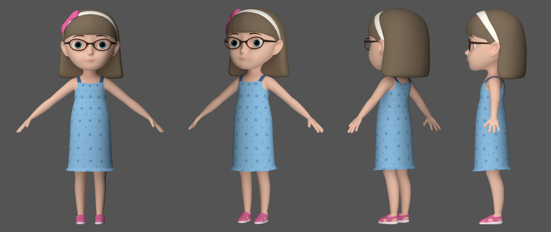 ArtStation - Cartoon Girl 3D ( Low - High poly )