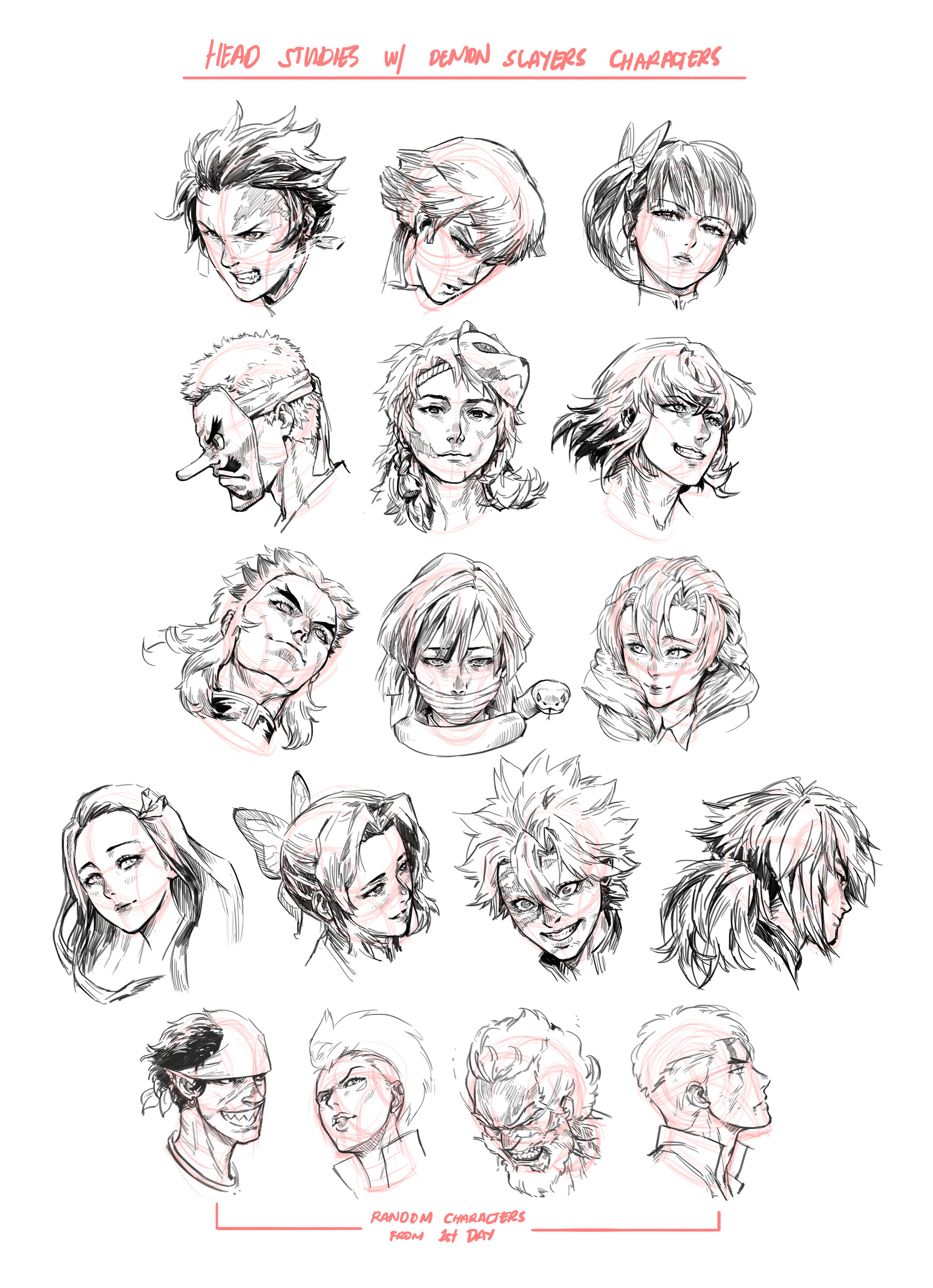 Artstation Head Studies Kimetsu No Yaiba Characters Jeffrey Viloria