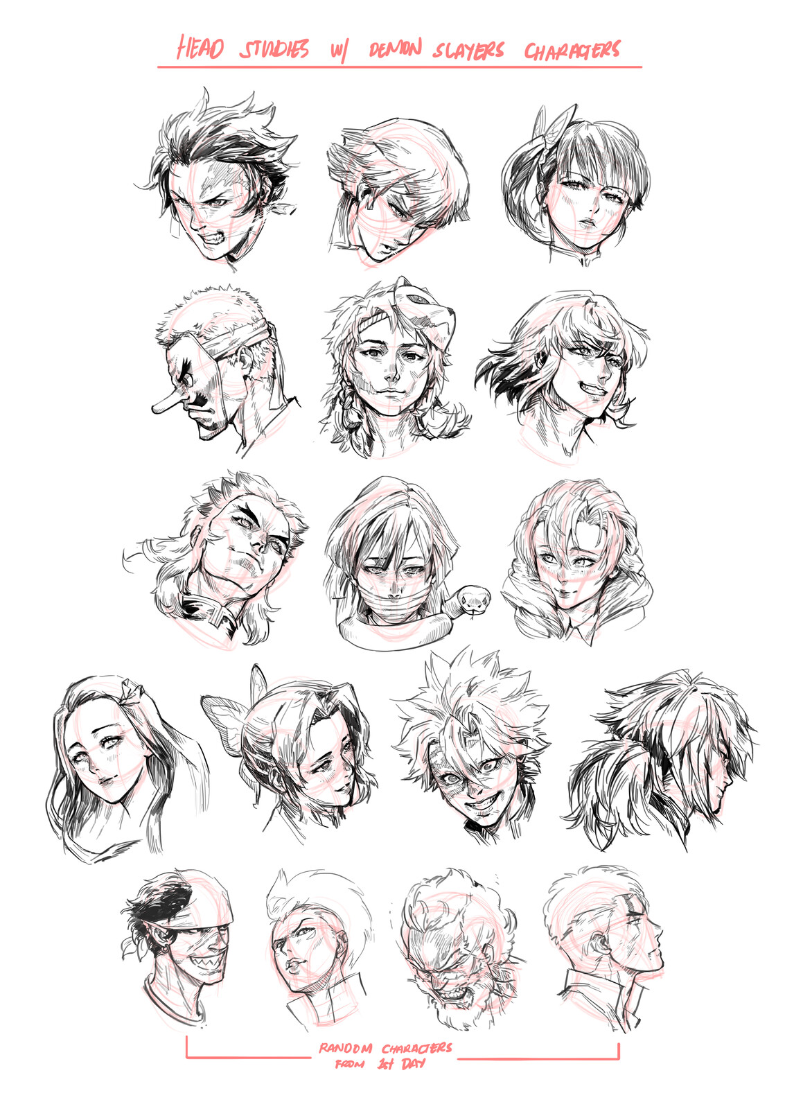 Wallpaper Artstation Head Studies Kimetsu No Yaiba Characters Jeffrey Viloria HD