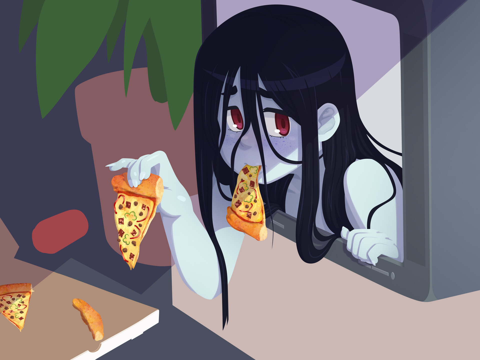 Artstation Can Sadako Have Some Of Your Left Over Pizza