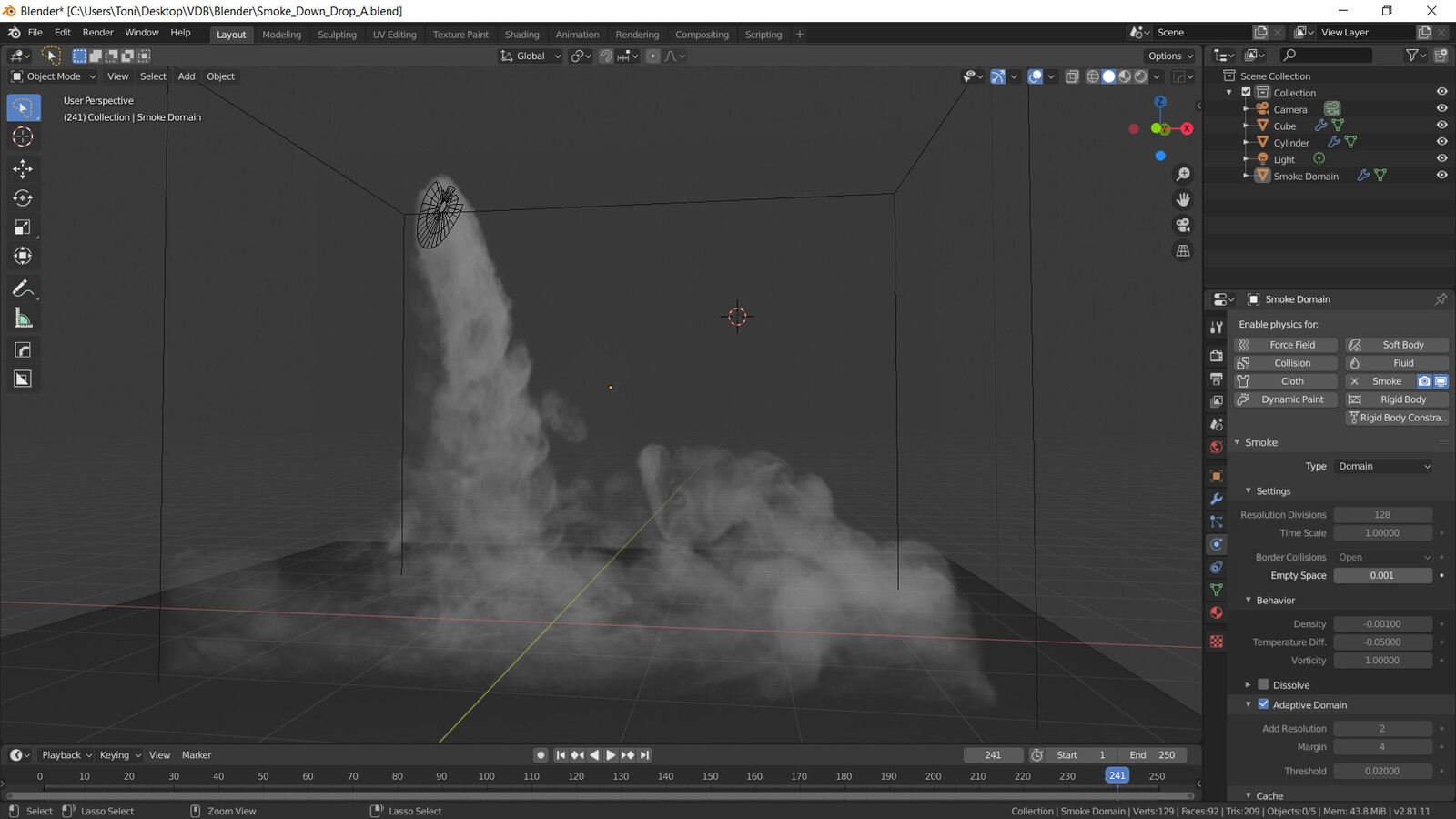 Smoke sim was also done in Blender and then exported as VDB for rendering in Max/Redshift.