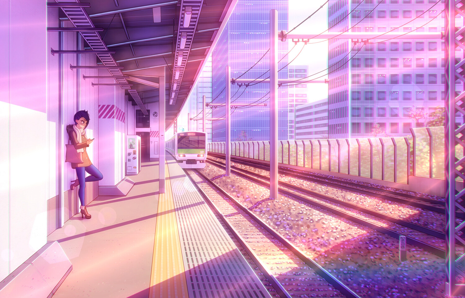Anime futuristic transport train with beautiful... - Stock Illustration  [103540637] - PIXTA