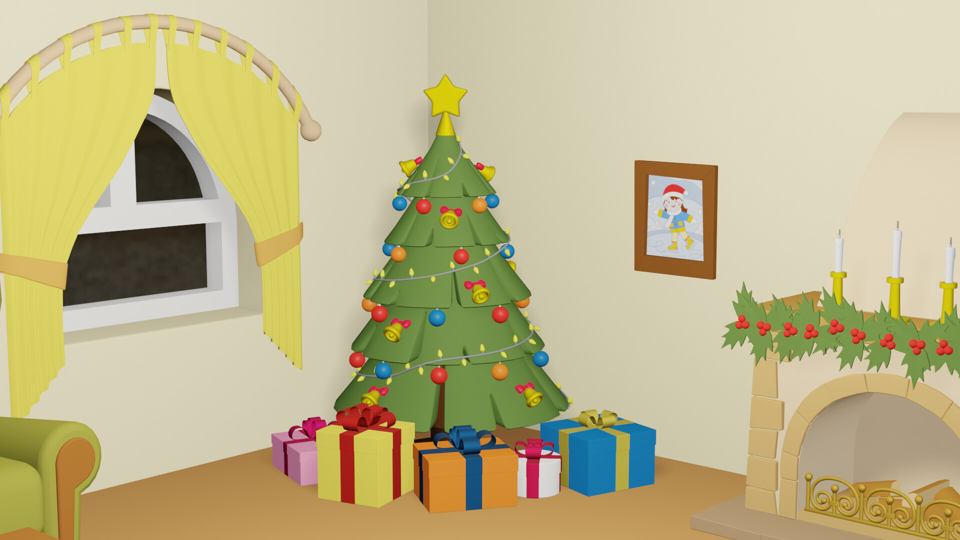 Christmas Living Room Cartoon Baci Living Room