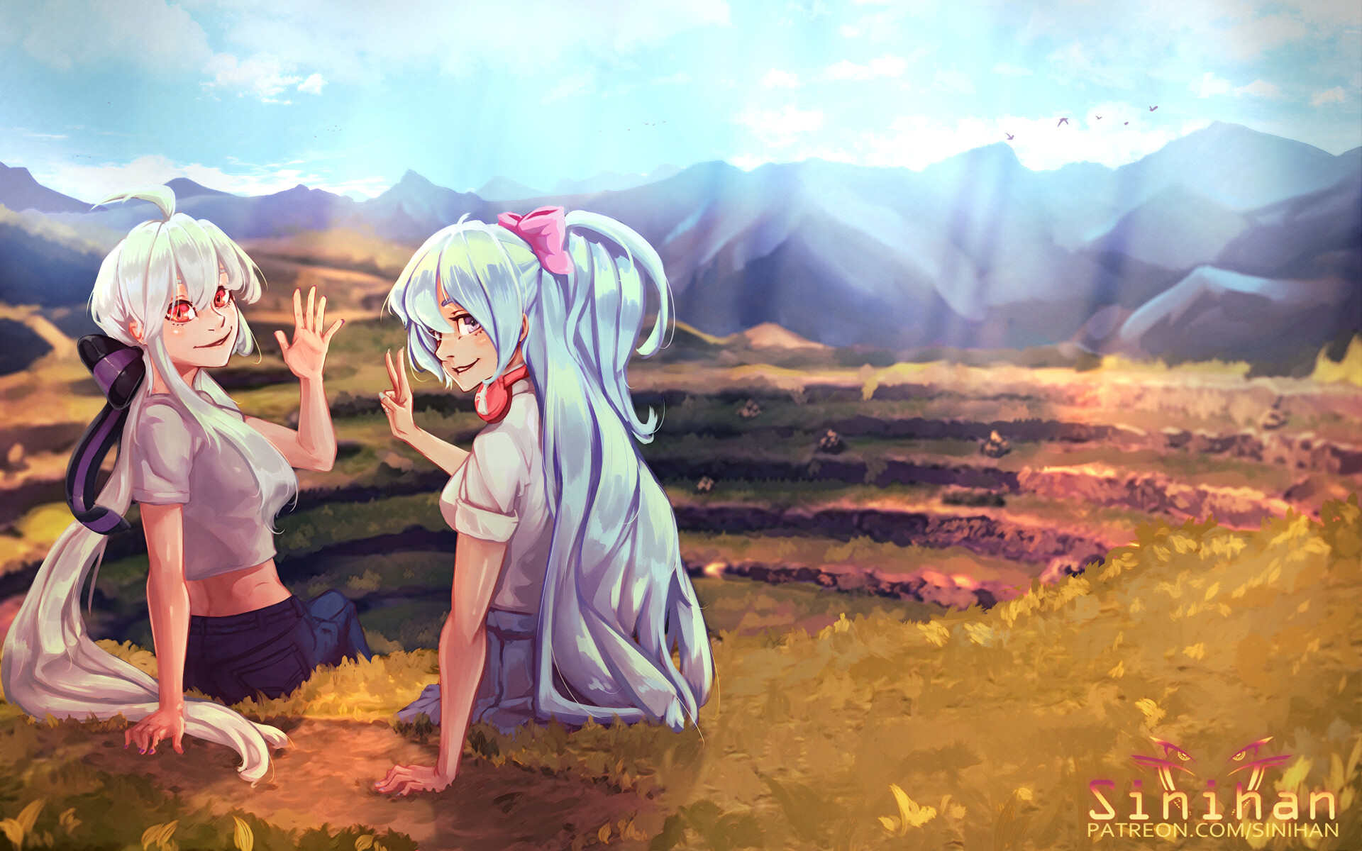 Artstation Hatsune Miku And Yowane Haku Vocaloid Commission Ernestas Tuckus Sinihan