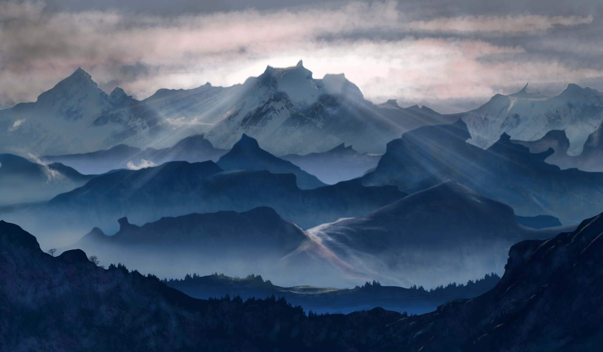 Artstation Speed Painting Mountain Sunrise Chelsea Noyon