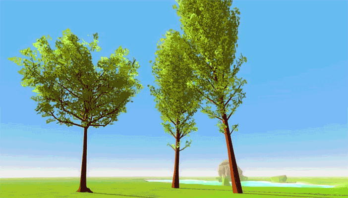 Foliage shader that uses a gradient to define how much the object should move in the wind, making for a smoother bend.
