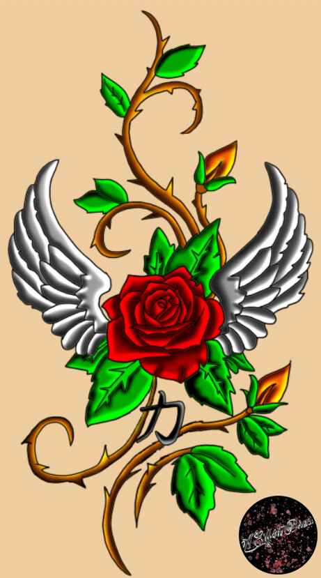 1630 Wings And Roses Tattoo Stock Photos and Images  123RF