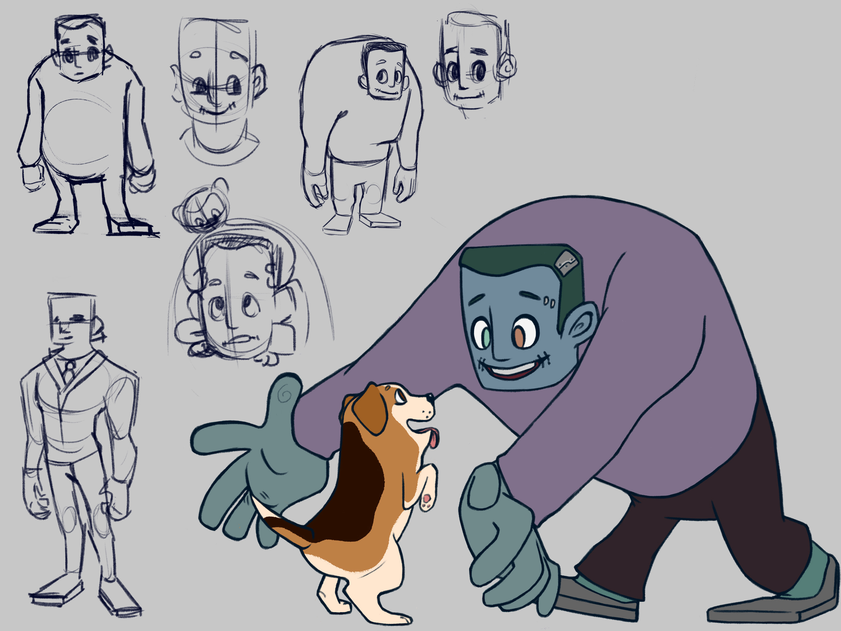 Frankenstein's 'creature' character design for children's animated TV show prompt.
