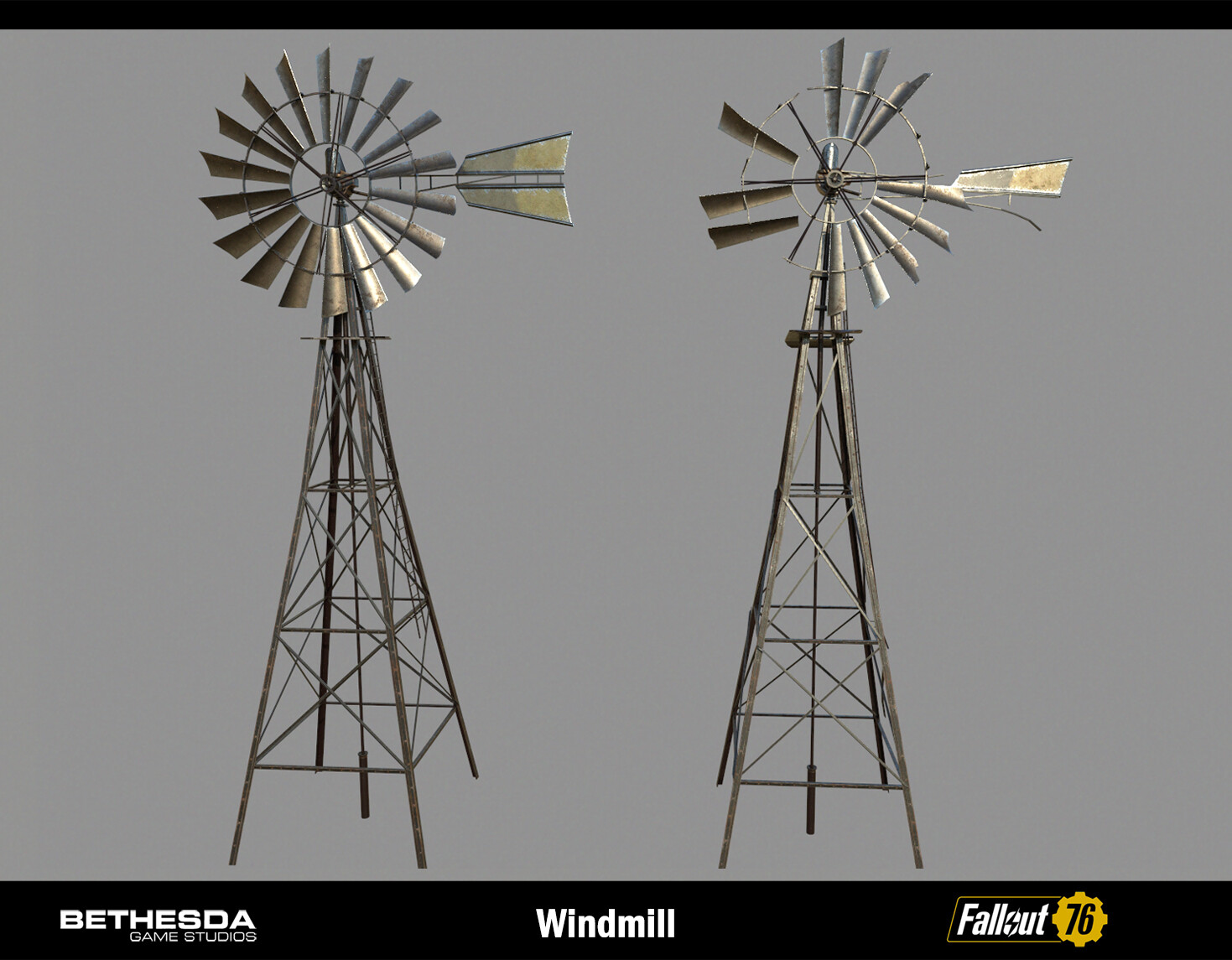 Windmill intact and damaged
