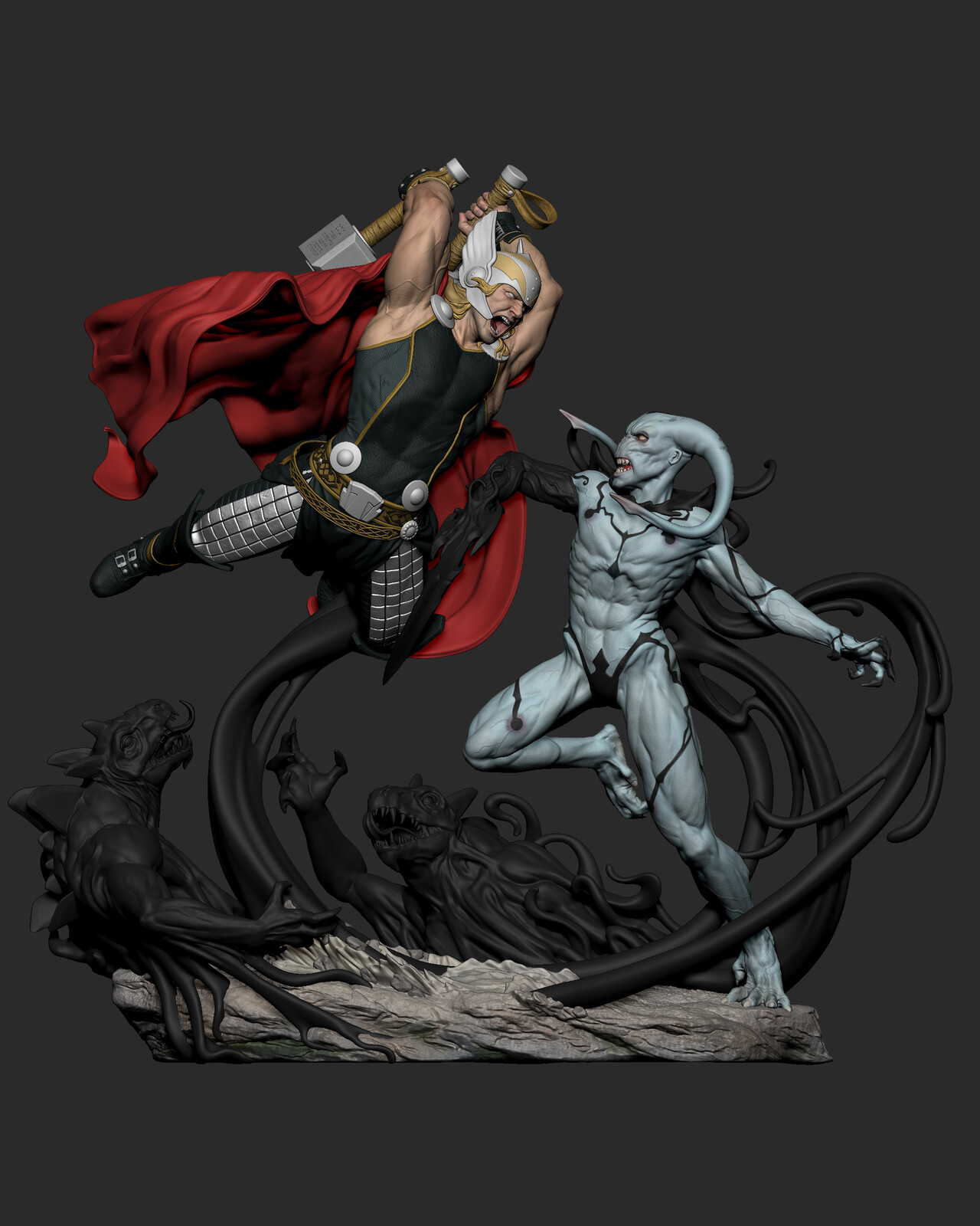 Robson Barros Thor vs Gorr 1/4 Diorama Fanart